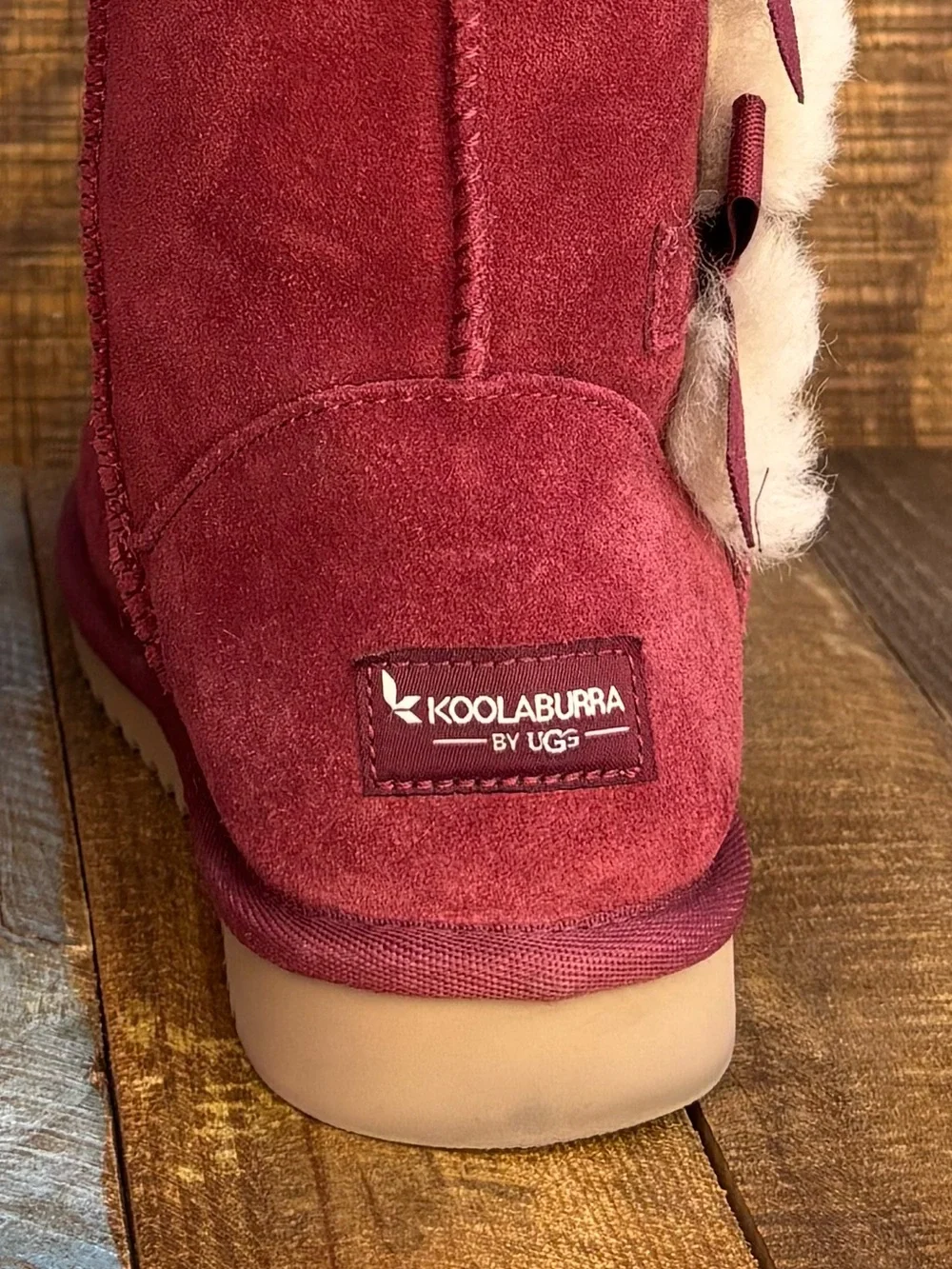 Koolaburra By UGG Victoria Red Wine Color Tall Boots With Pom-Pom Bows